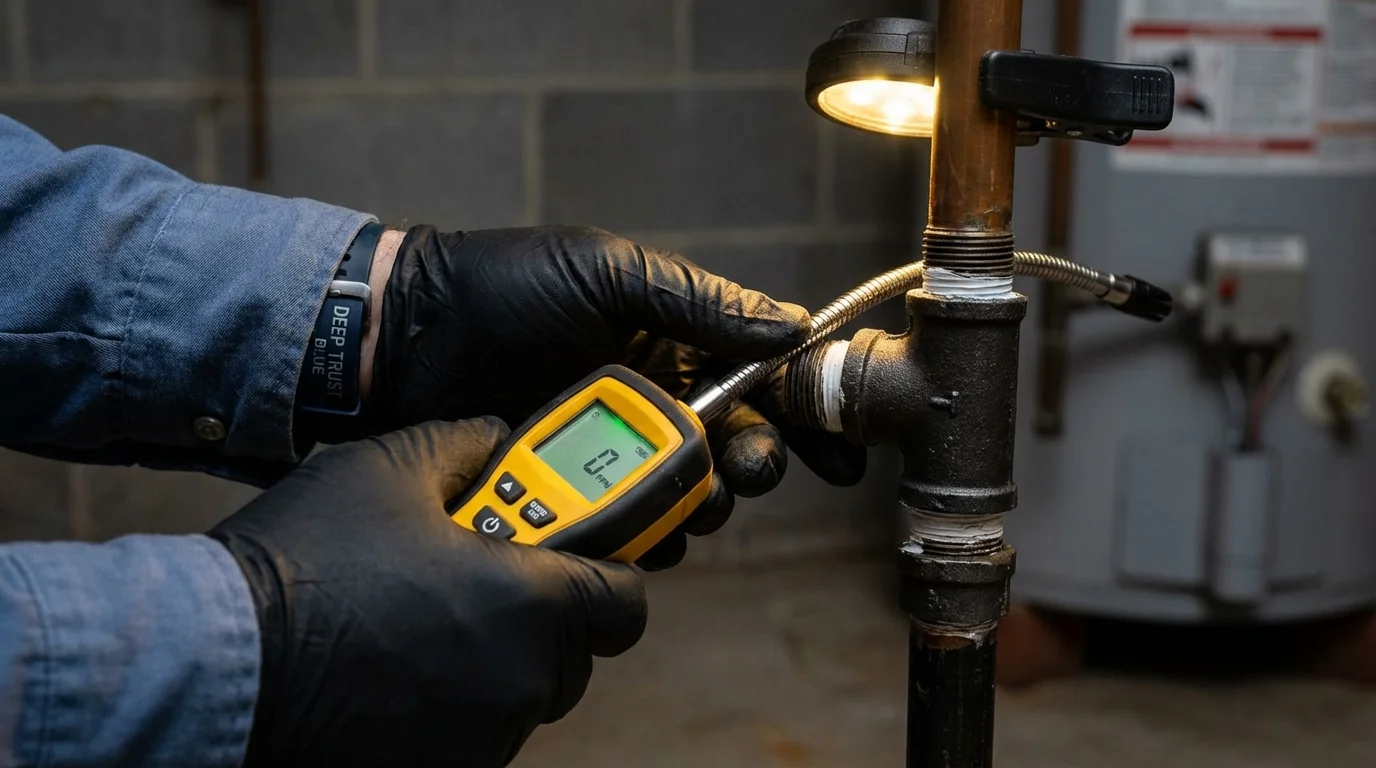 Gas leak detection with electronic sniffer by Johns Plumbing LLC in Moosic