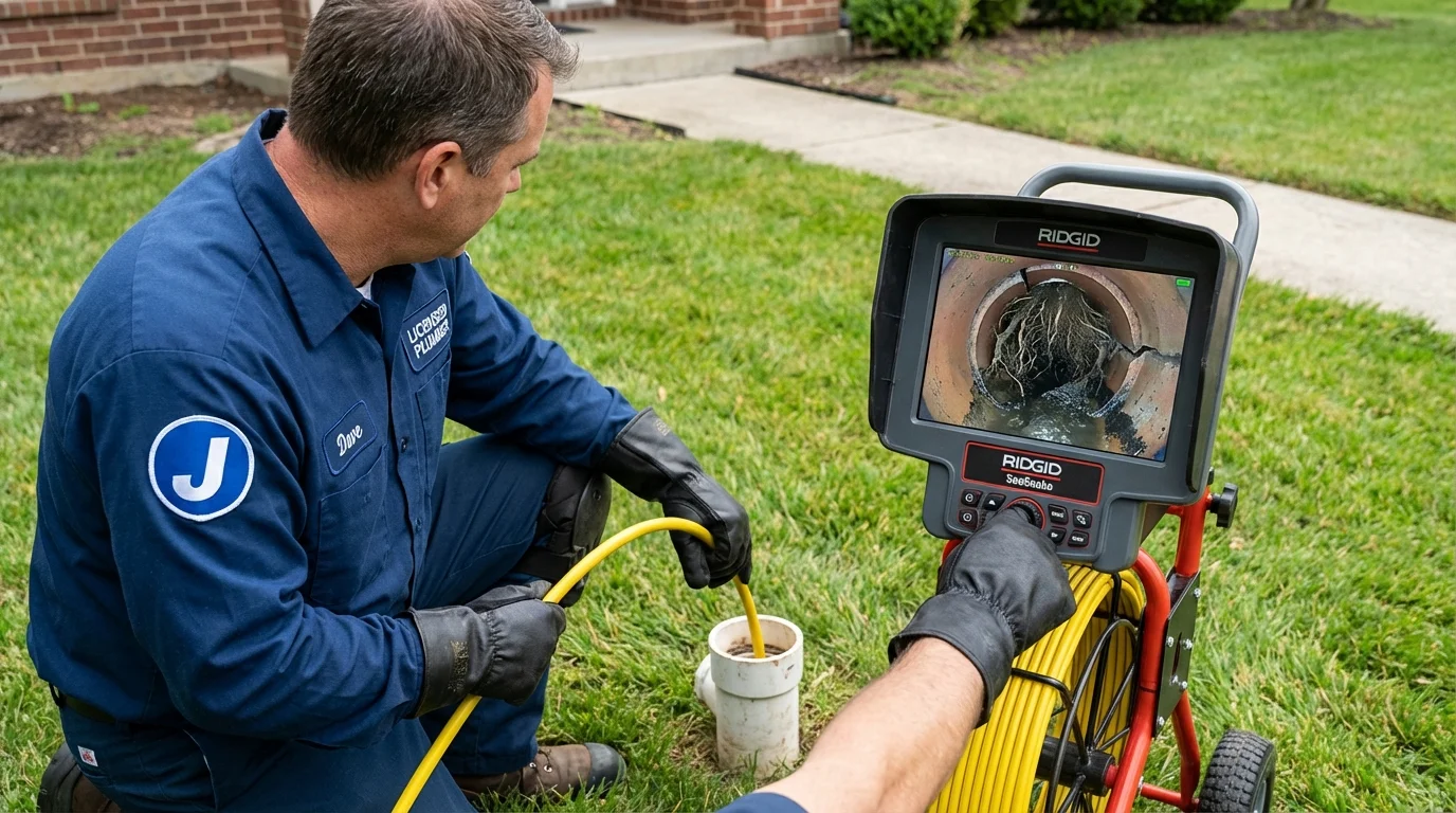 Sewer camera inspection being performed by Johns Plumbing LLC in Moosic